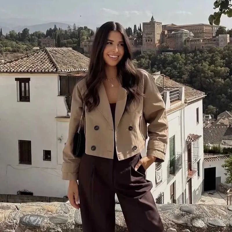 Carla cropped dobbeltspent trenchcoat
