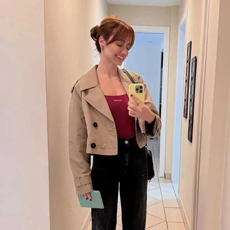 Carla cropped dobbeltspent trenchcoat