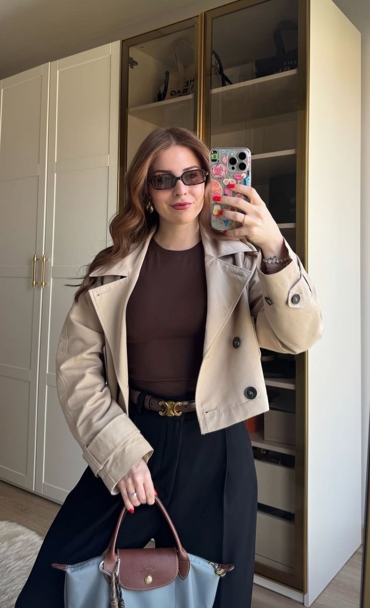 Carla cropped dobbeltspent trenchcoat