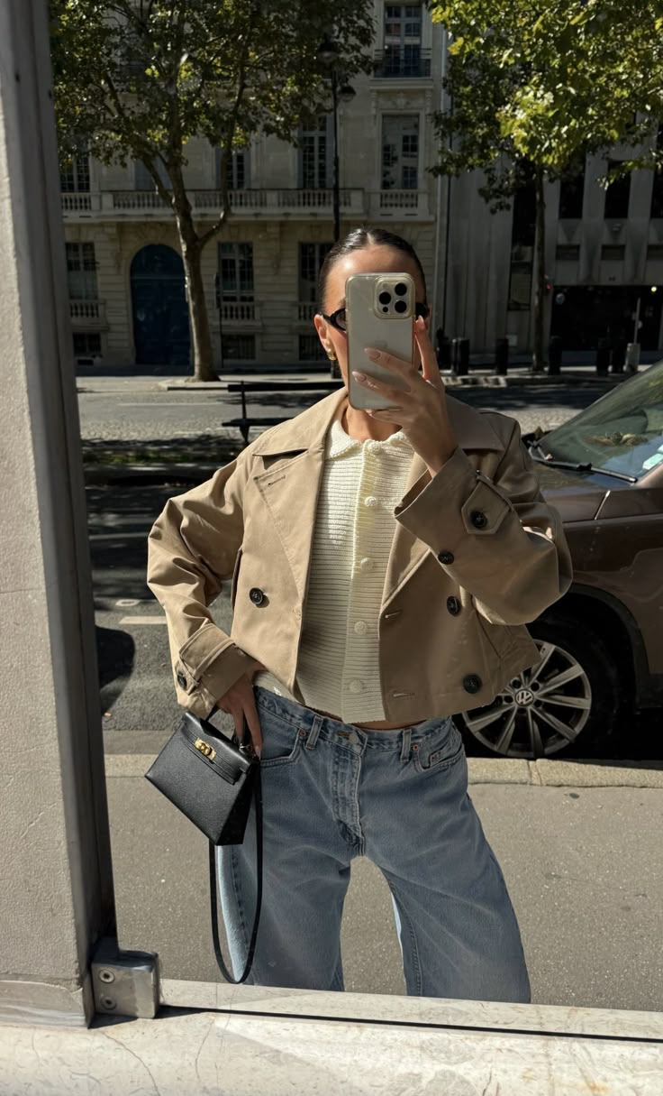 Carla cropped dobbeltspent trenchcoat