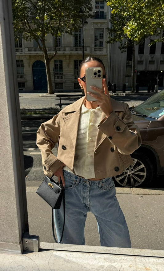 Carla cropped dobbeltspent trenchcoat
