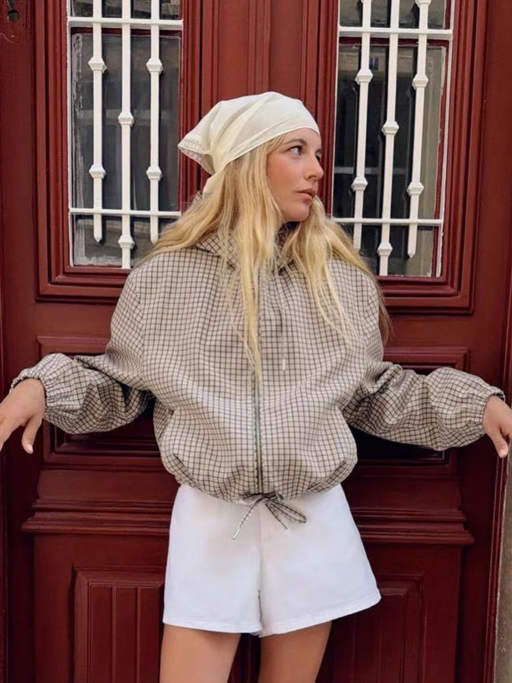 Ellie Plaid Cropped Hooded Jacket