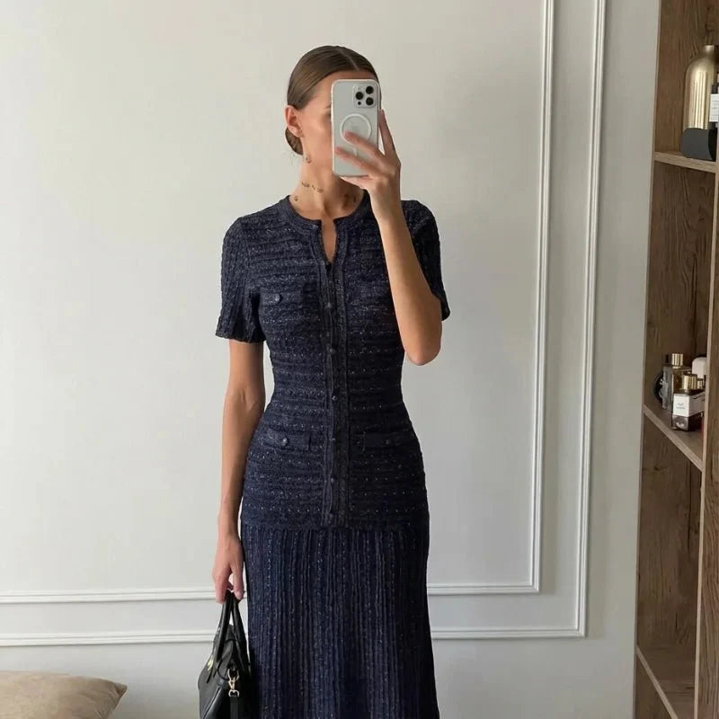 Sadie strikket maxikjole med paljetter