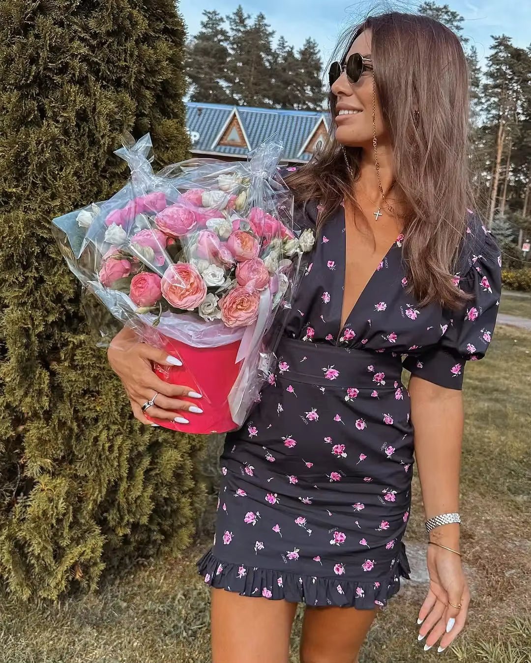 Natasha blomster mini‑kjole