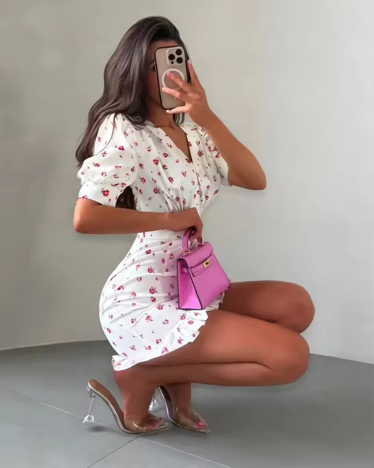 Natasha blomster mini‑kjole