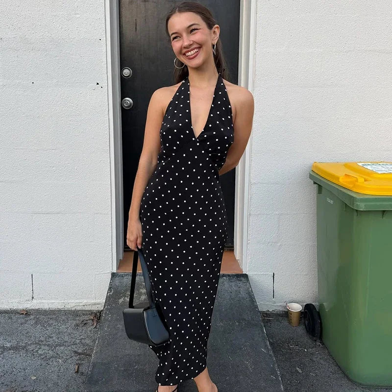 Zoe Polka Dot Halterneck Midikjole