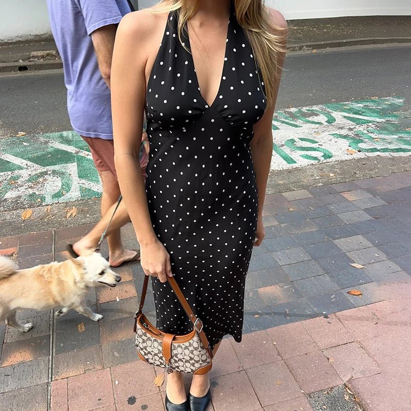 Zoe Polka Dot Halterneck Midikjole