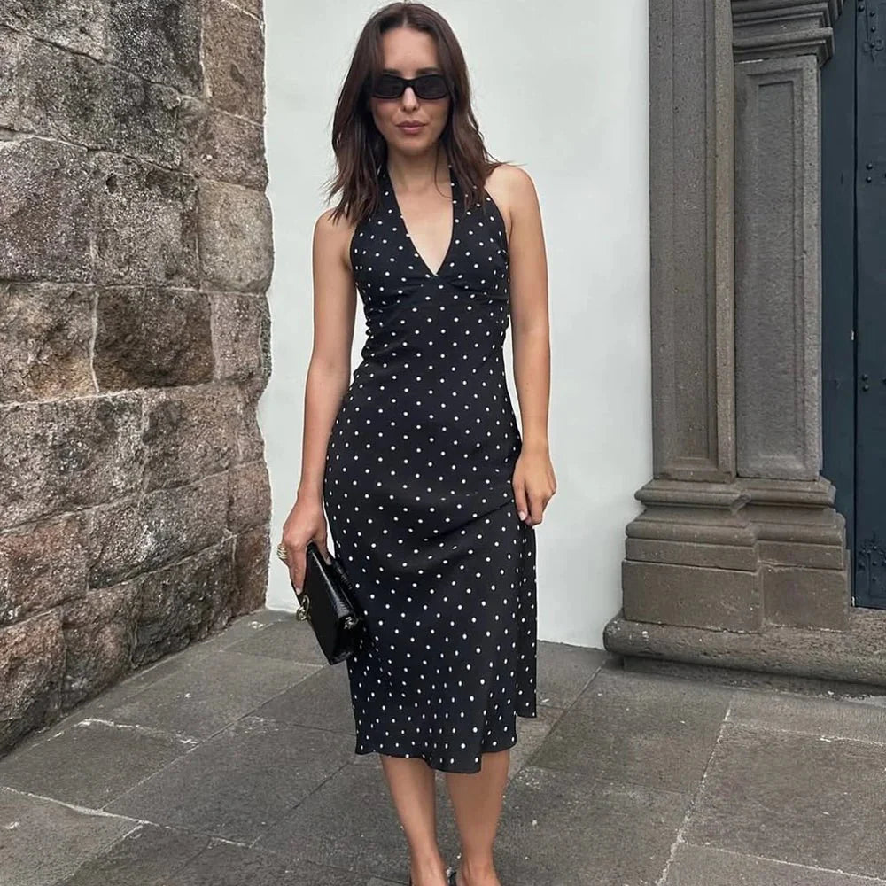 Zoe Polka Dot Halterneck Midikjole