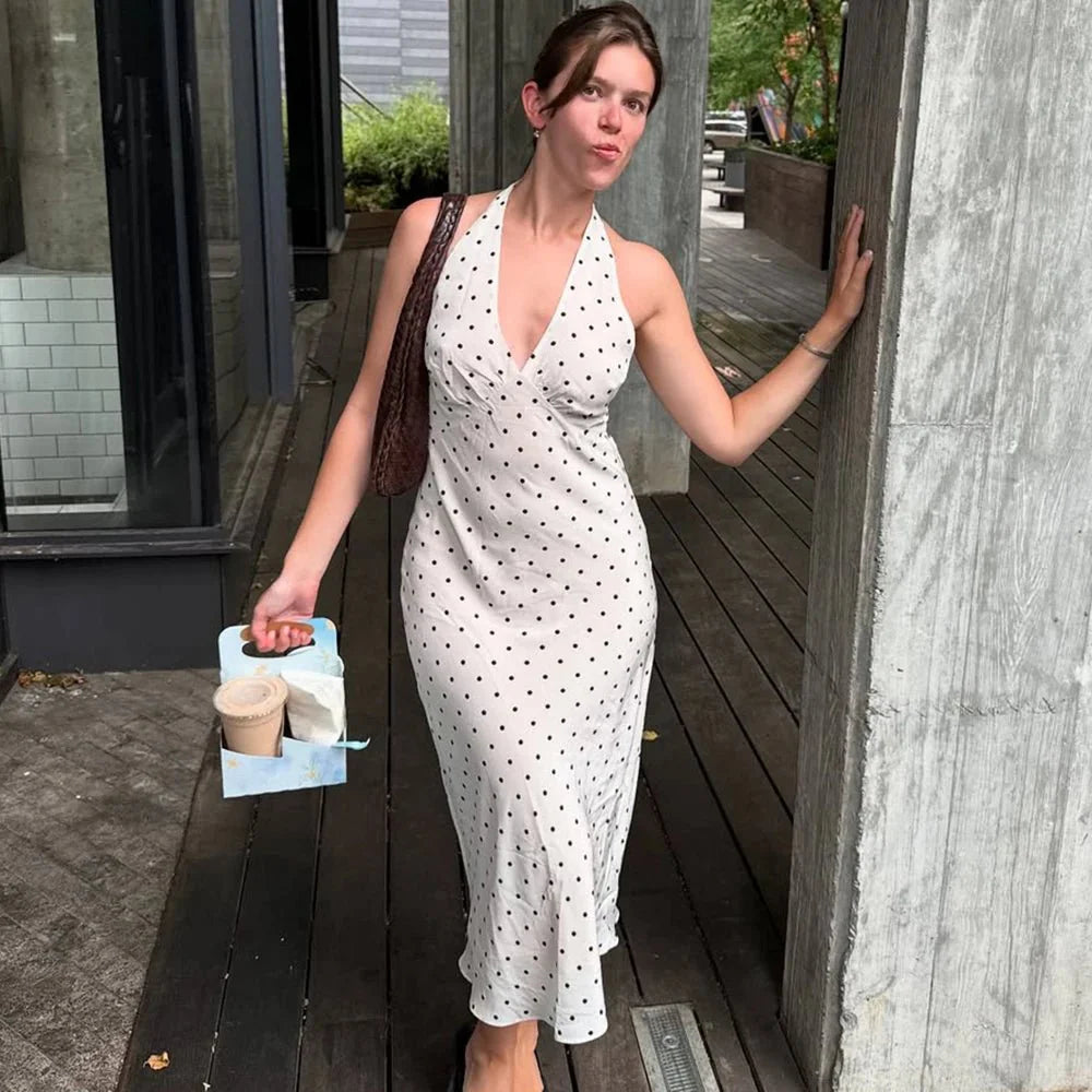 Zoe Polka Dot Halterneck Midikjole