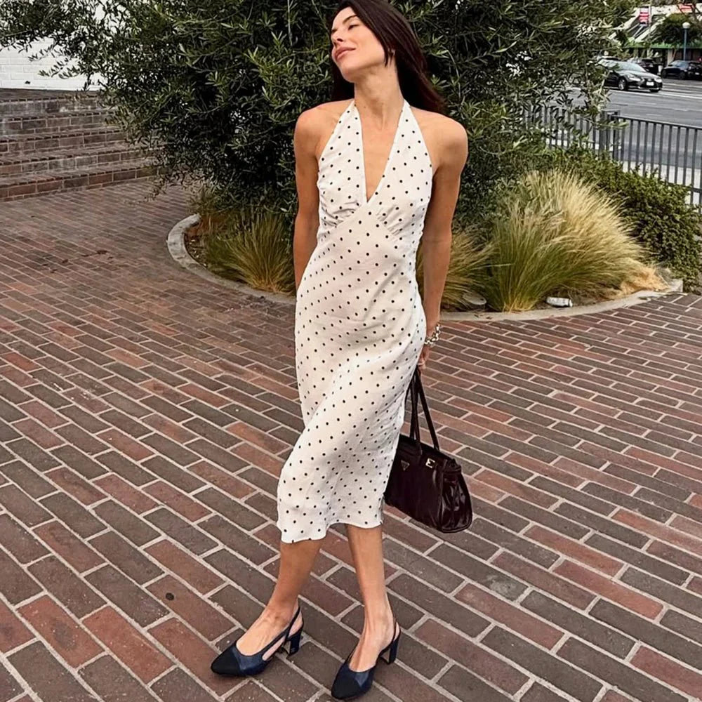 Zoe Polka Dot Halterneck Midikjole
