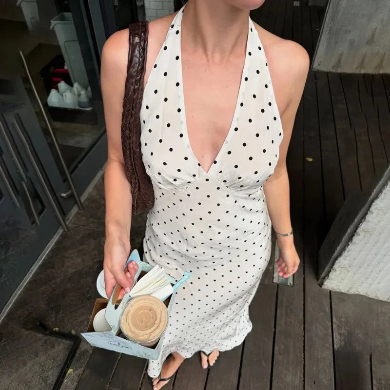 Zoe Polka Dot Halterneck Midikjole