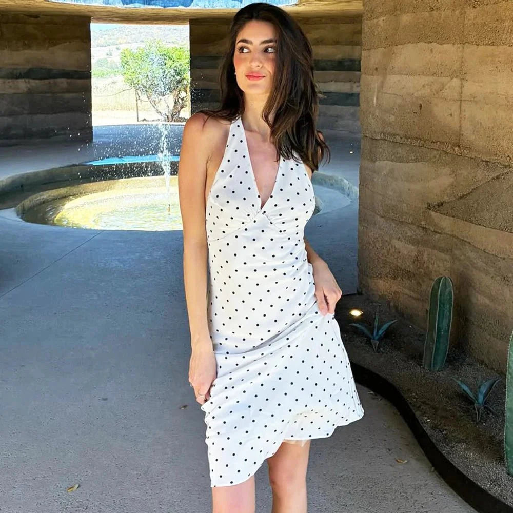 Zoe Polka Dot Halterneck Midikjole