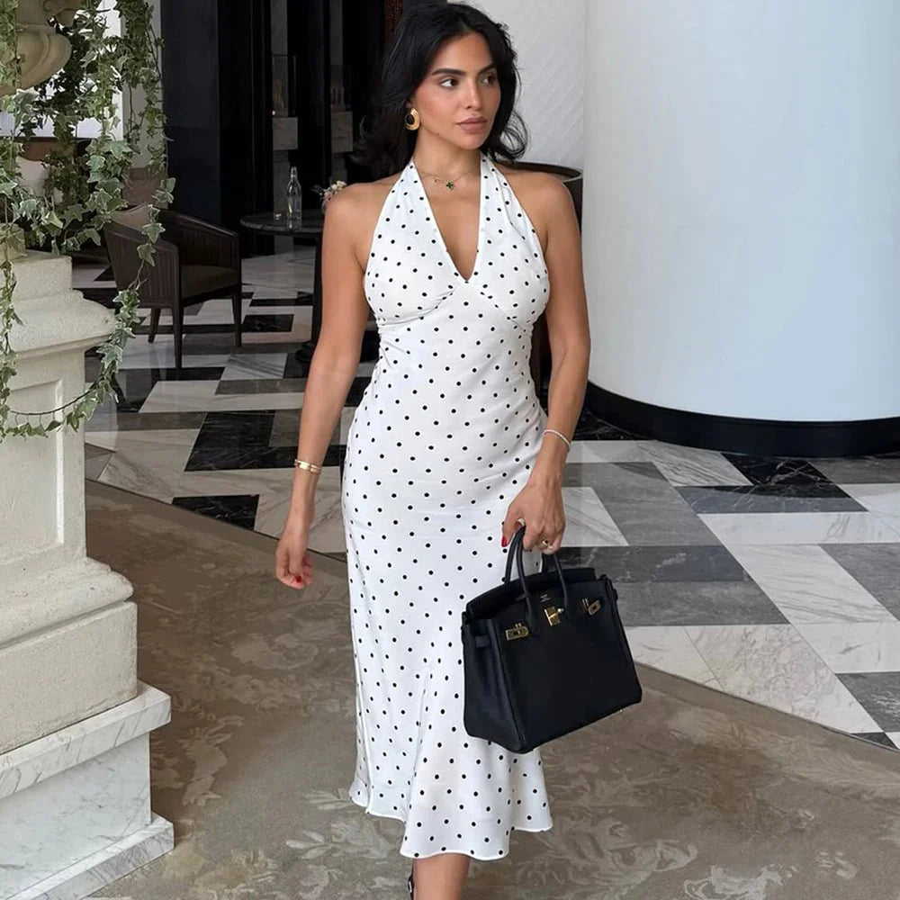 Zoe Polka Dot Halterneck Midikjole