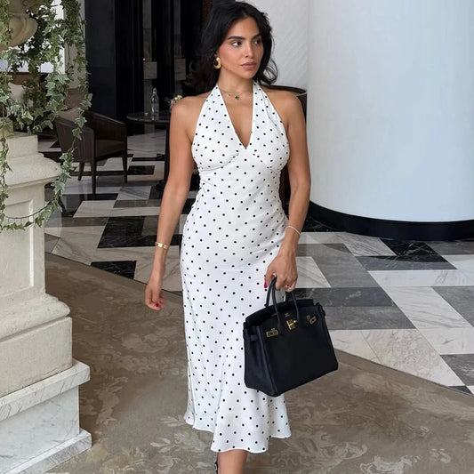 Zoe Polka Dot Halterneck Midikjole