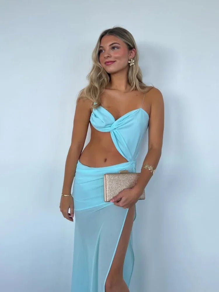 Isabelle mesh cutout maxi-kjole