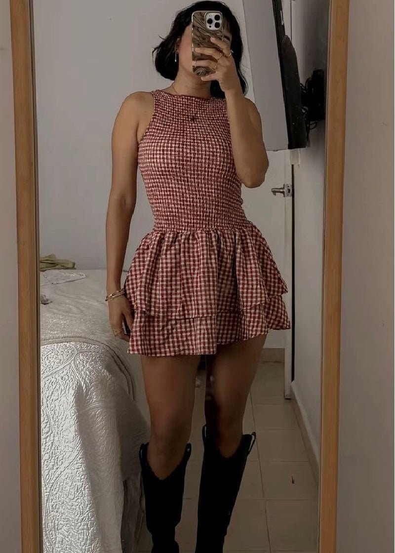 Linda Plaid Smocked Mini Dress