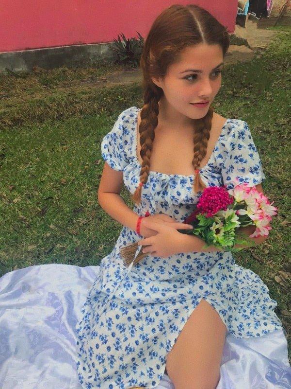 Arianna puffermet blomstermidt kjole
