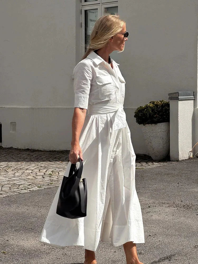 Karen Bow Tie-Waist Shirt Dress