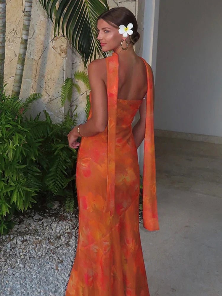 Rina stroppeløs mesh maxi-kjole