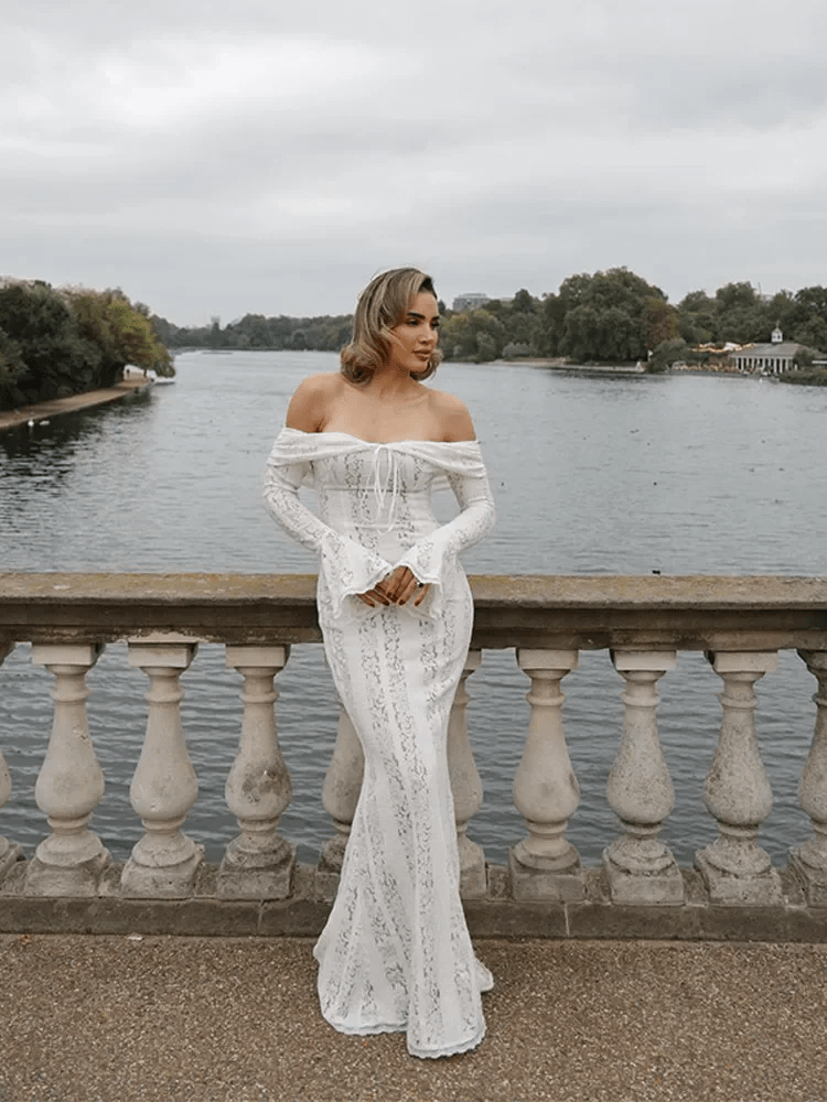 Ivy off-shoulder blonde maxi-kjole