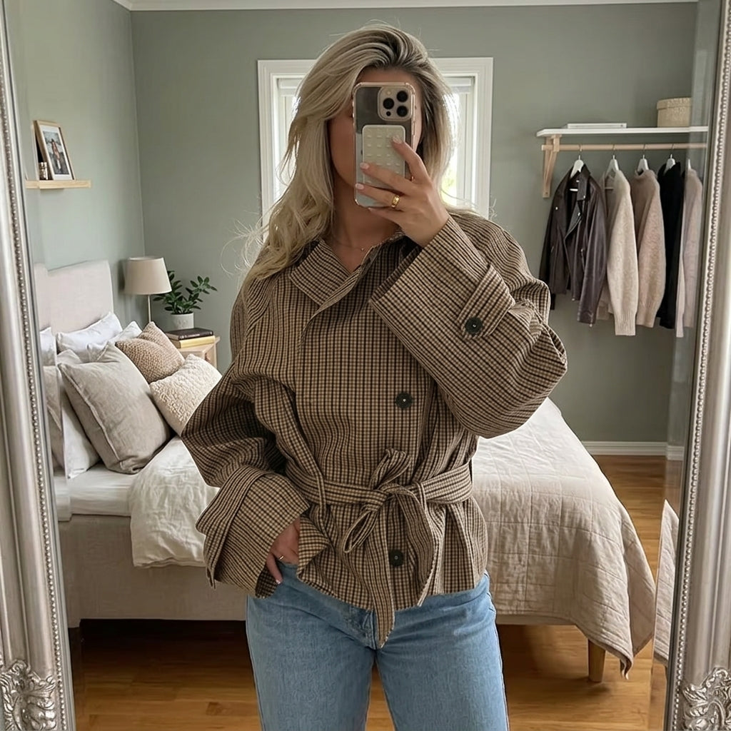 Melissa rutete trenchcoat med belte