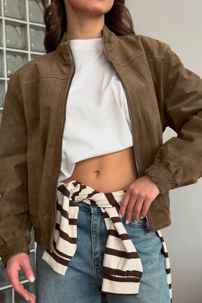 Olivia vintage khaki semsket jakke