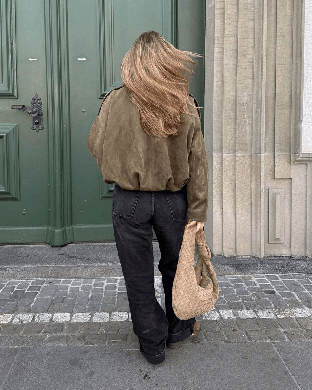Helen bomberjakke i imitert semsket skinn