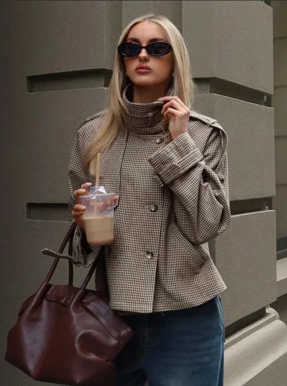 Helen Houndstooth Plaid Jacket