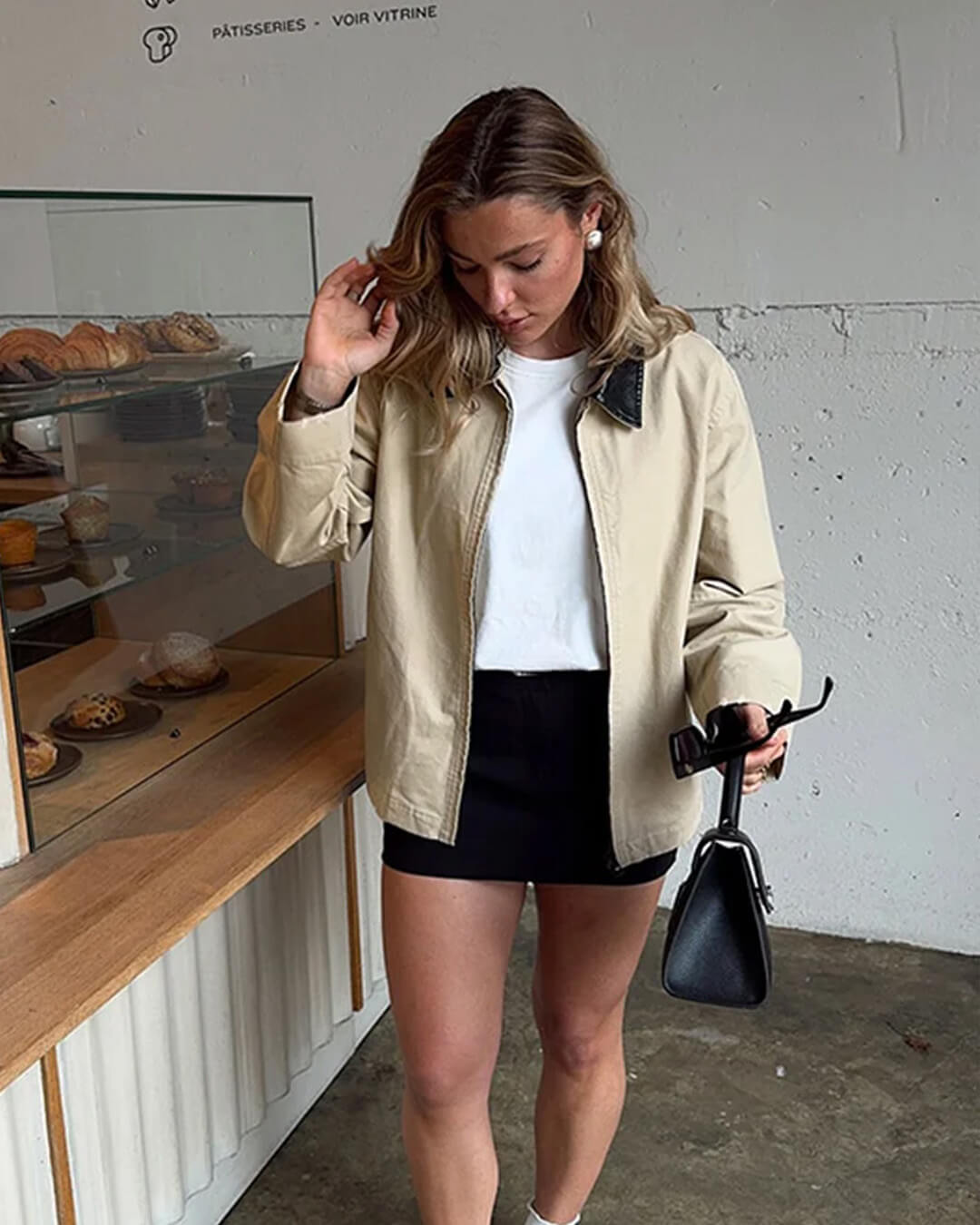 Jessica Jakke med Kontrastkrage og Glidelås