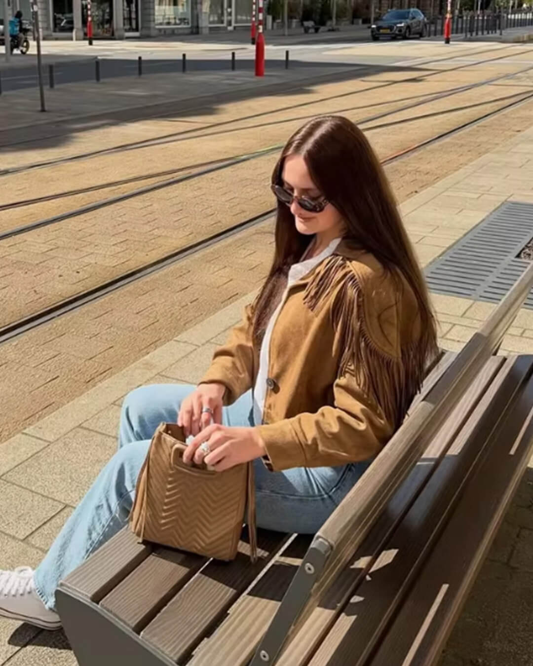 Julie semsket jakke med frynser i westernstil