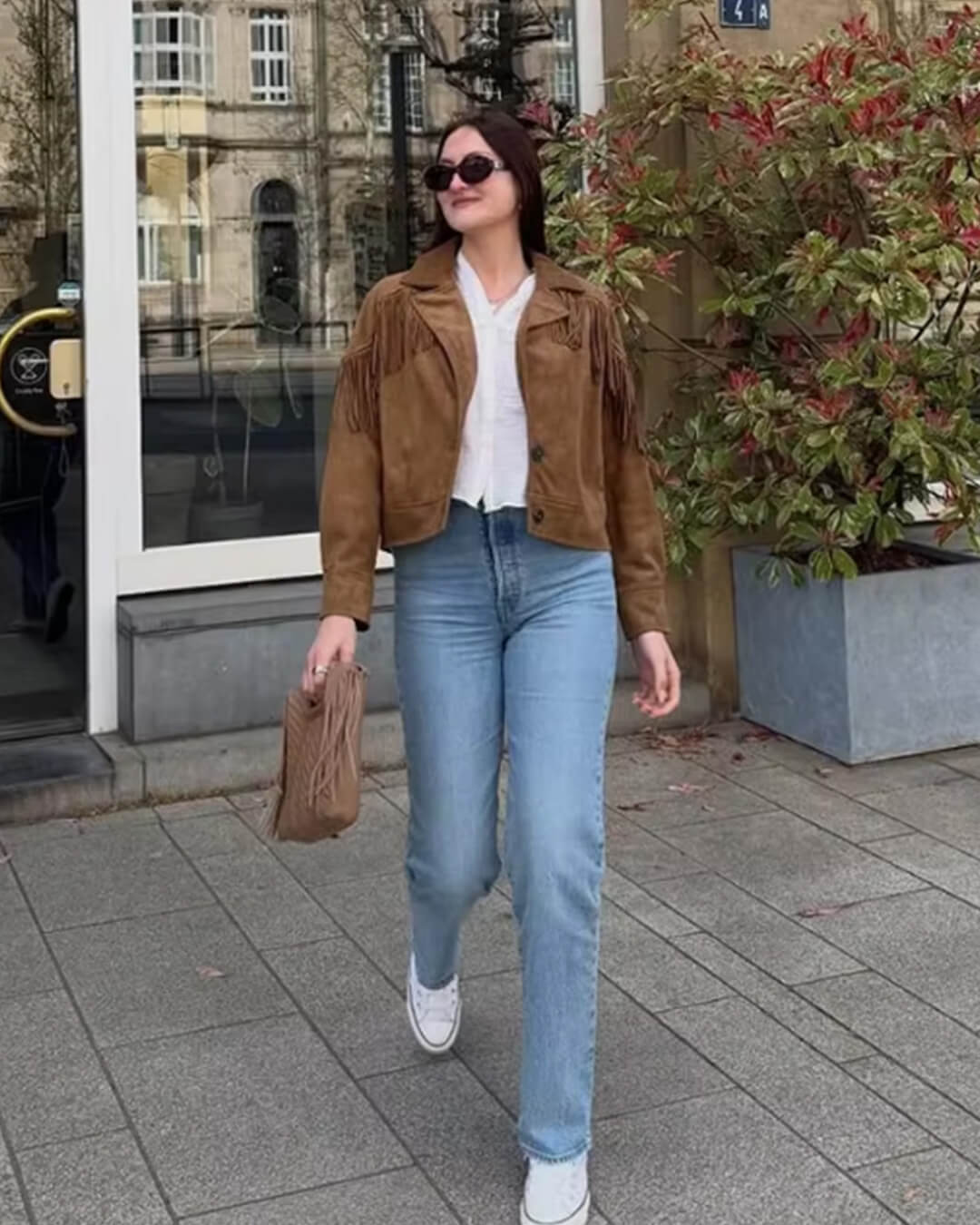 Julie semsket jakke med frynser i westernstil