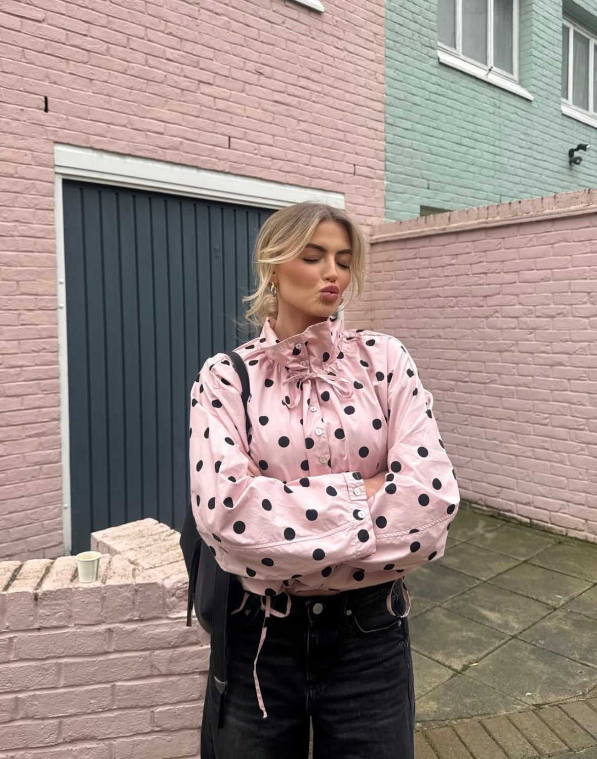 Linda snorjakke med polkadotter