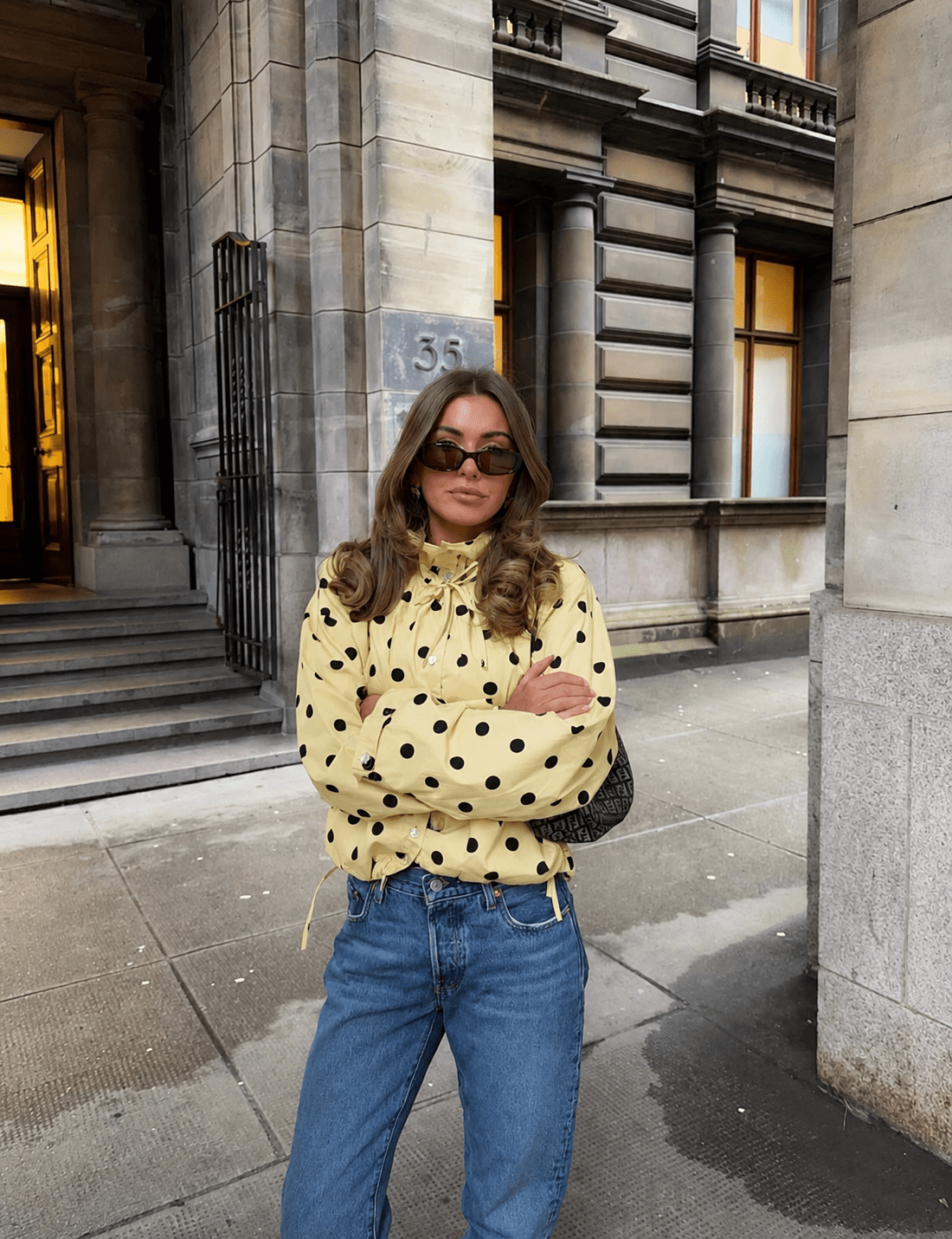 Linda snorjakke med polkadotter