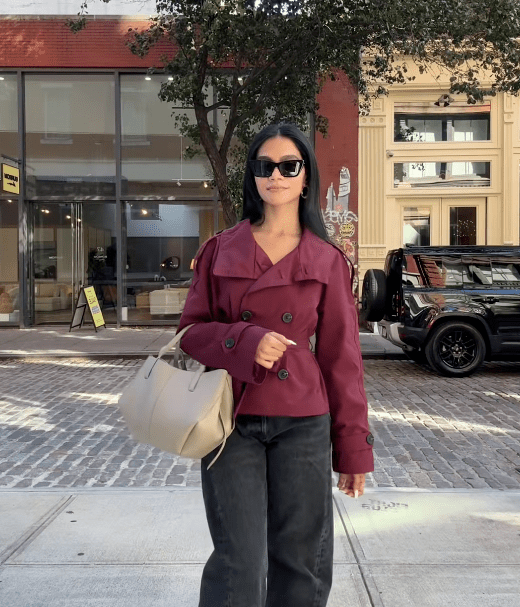 Anna belted kort trenchcoat