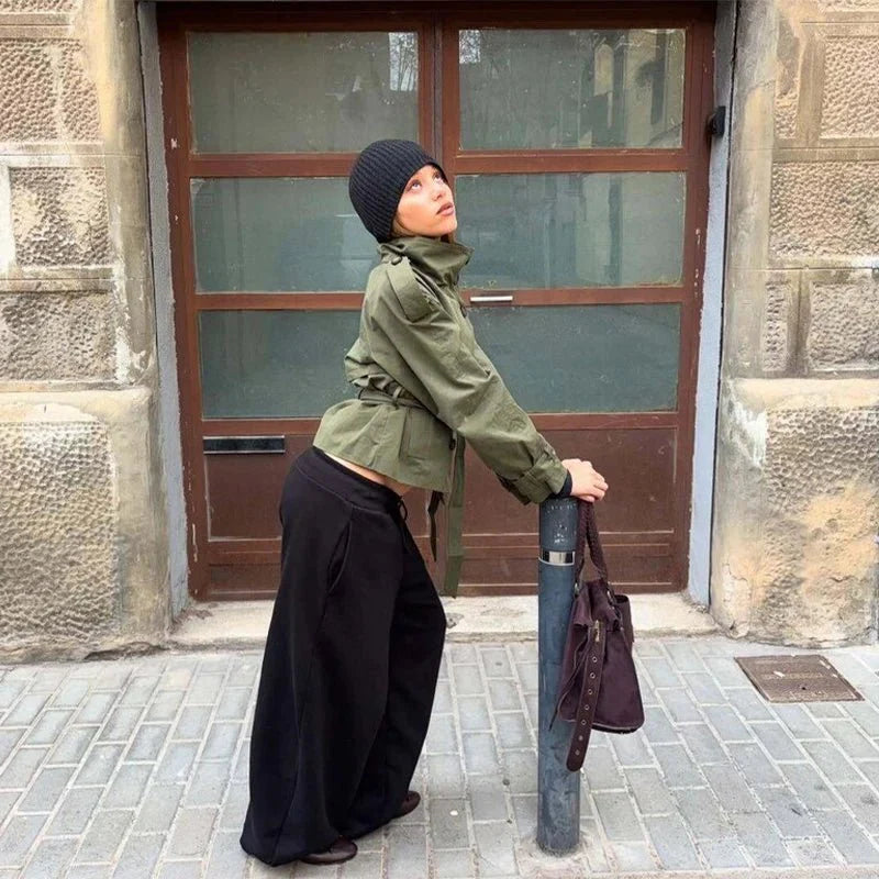 Anna belted kort trenchcoat