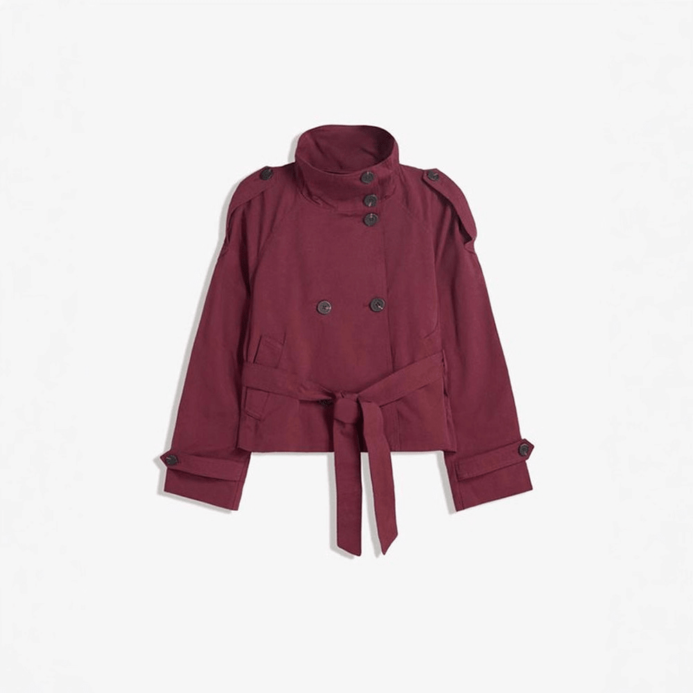Anna belted kort trenchcoat