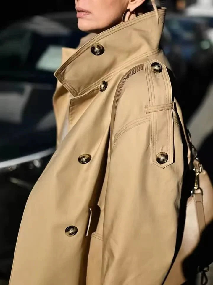 Brynn cropped trenchcoat med ståkrage