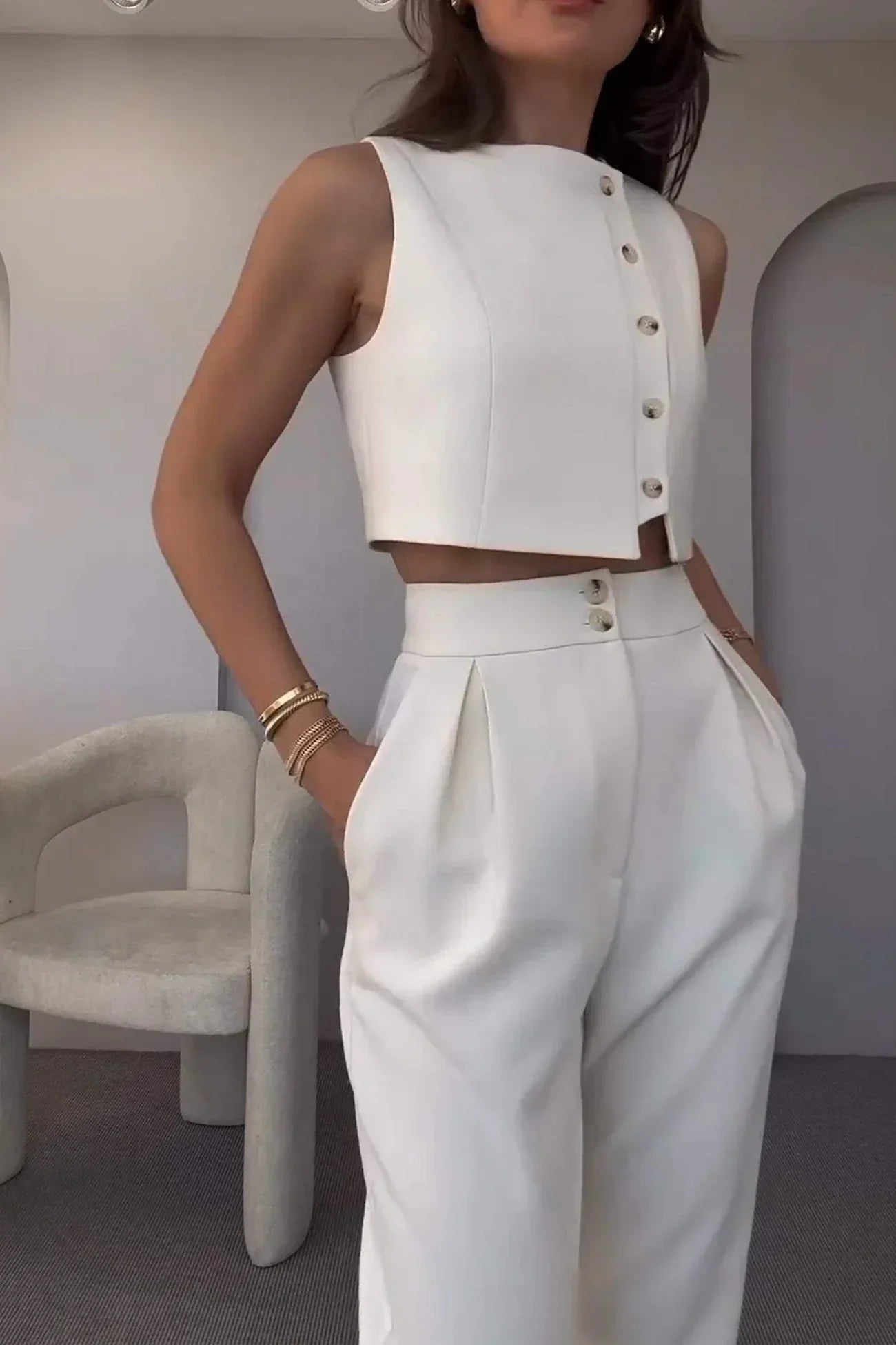 Hayley cropped topp to-delt sett
