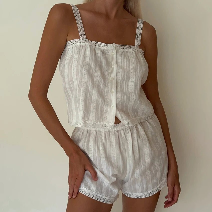 Bianca blondekant pyjama shorts sett