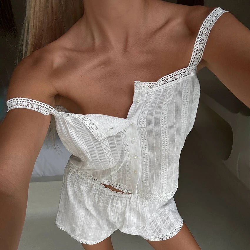 Bianca blondekant pyjama shorts sett