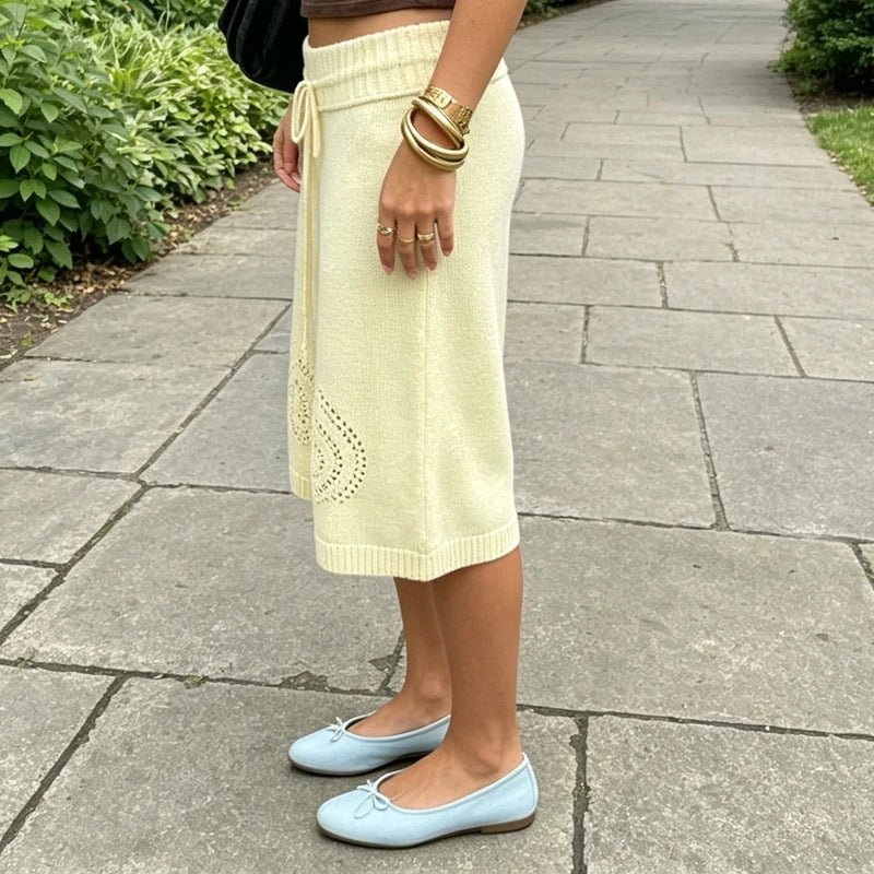Evelyn strikkede culotte-shorts med vide ben