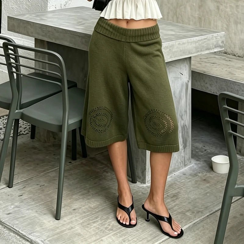 Evelyn strikkede culotte-shorts med vide ben