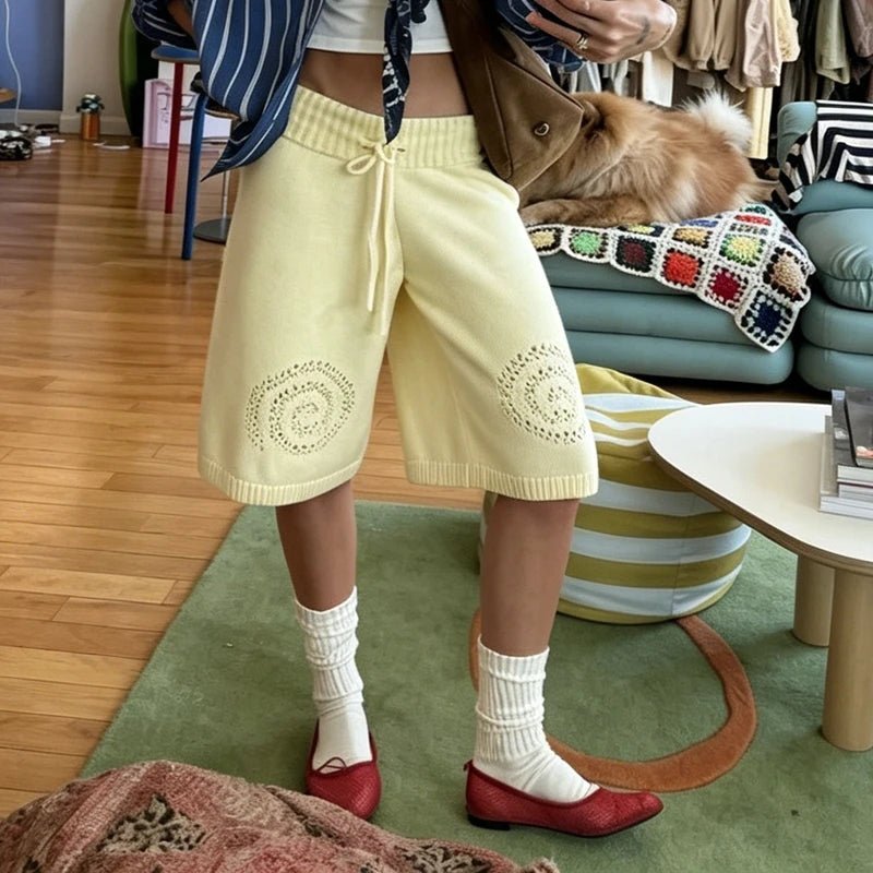Evelyn strikkede culotte-shorts med vide ben