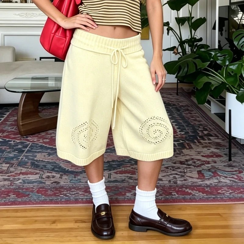 Evelyn strikkede culotte-shorts med vide ben