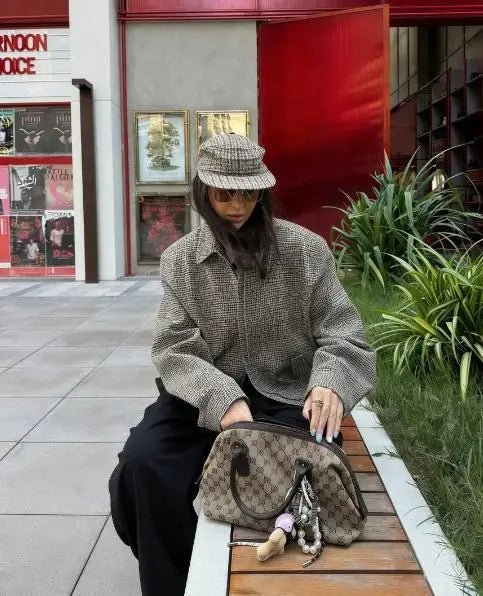 Lily Houndstooth Vattert Blazersett