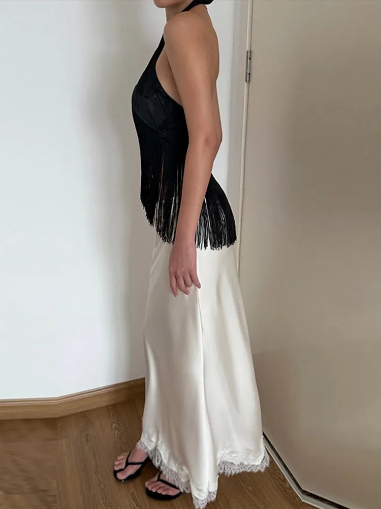 Gina Sateng Franjert Haltertop