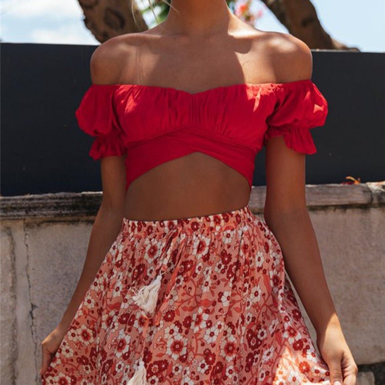 Leah flytende puffermet croptop