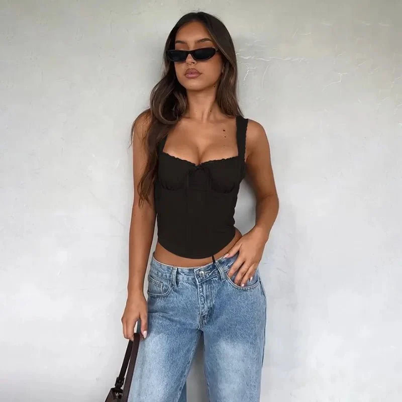 Mika camisole-topp med blondedetalj