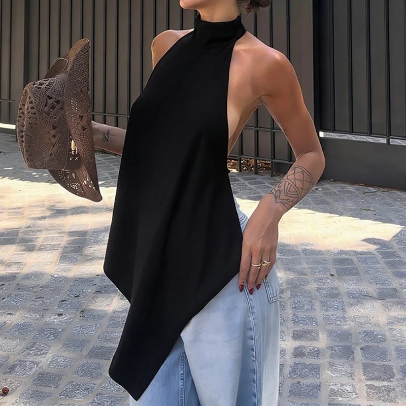Ava Backless Halter Silk Top