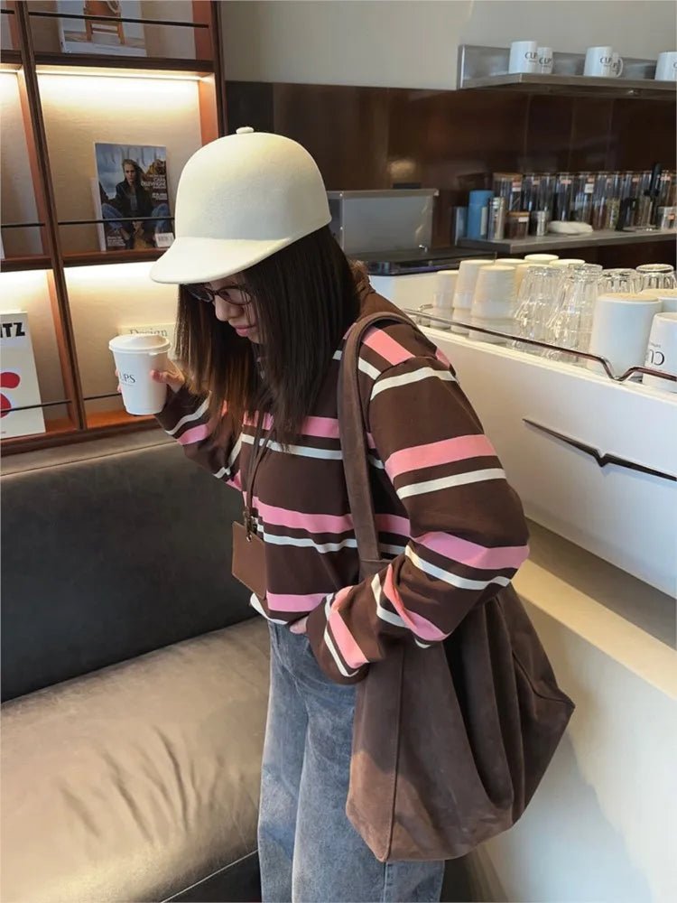 Laura Striped Polo Long Sleeve Top